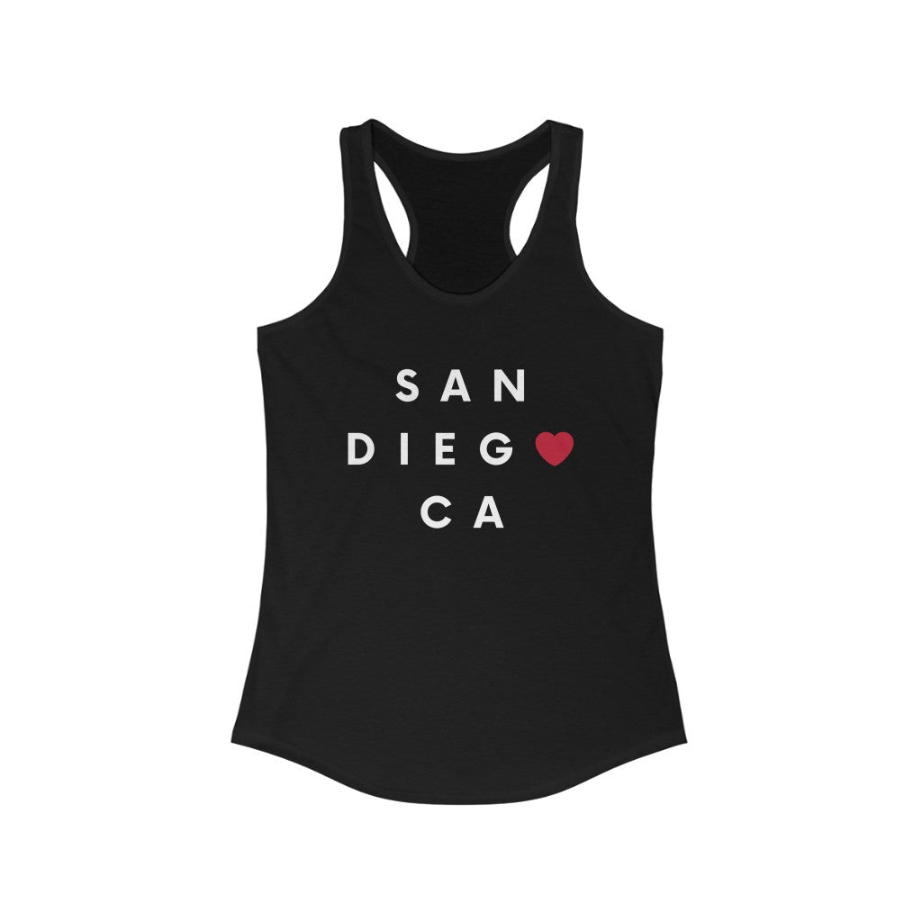 San Diego CA Women's Racerback Tank Top, SD Sleeveless T-Shirt (Multiple Colors Avail)