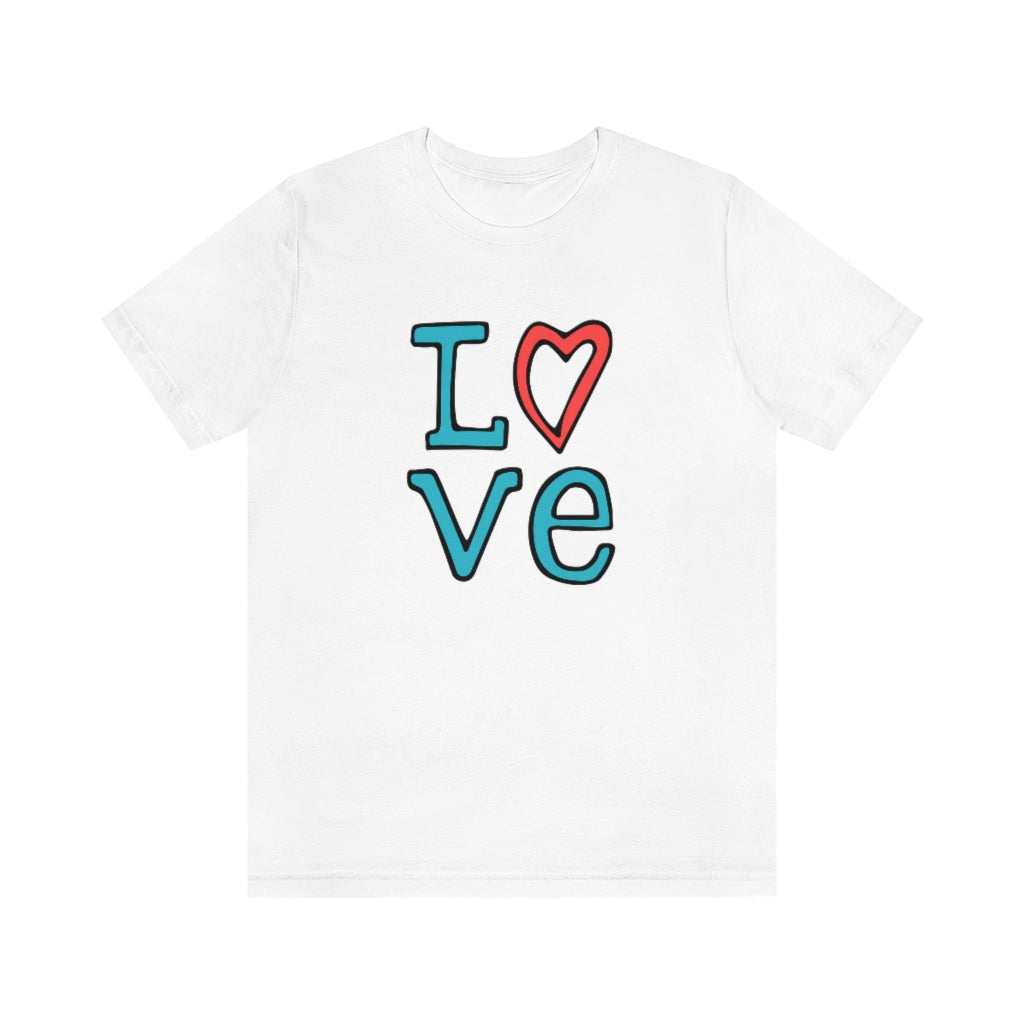 LOVE T-shirt (Red and Teal)