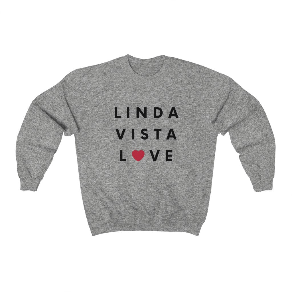 Linda Vista Love Crewneck Sweatshirt (Red Heart) (Unisex)