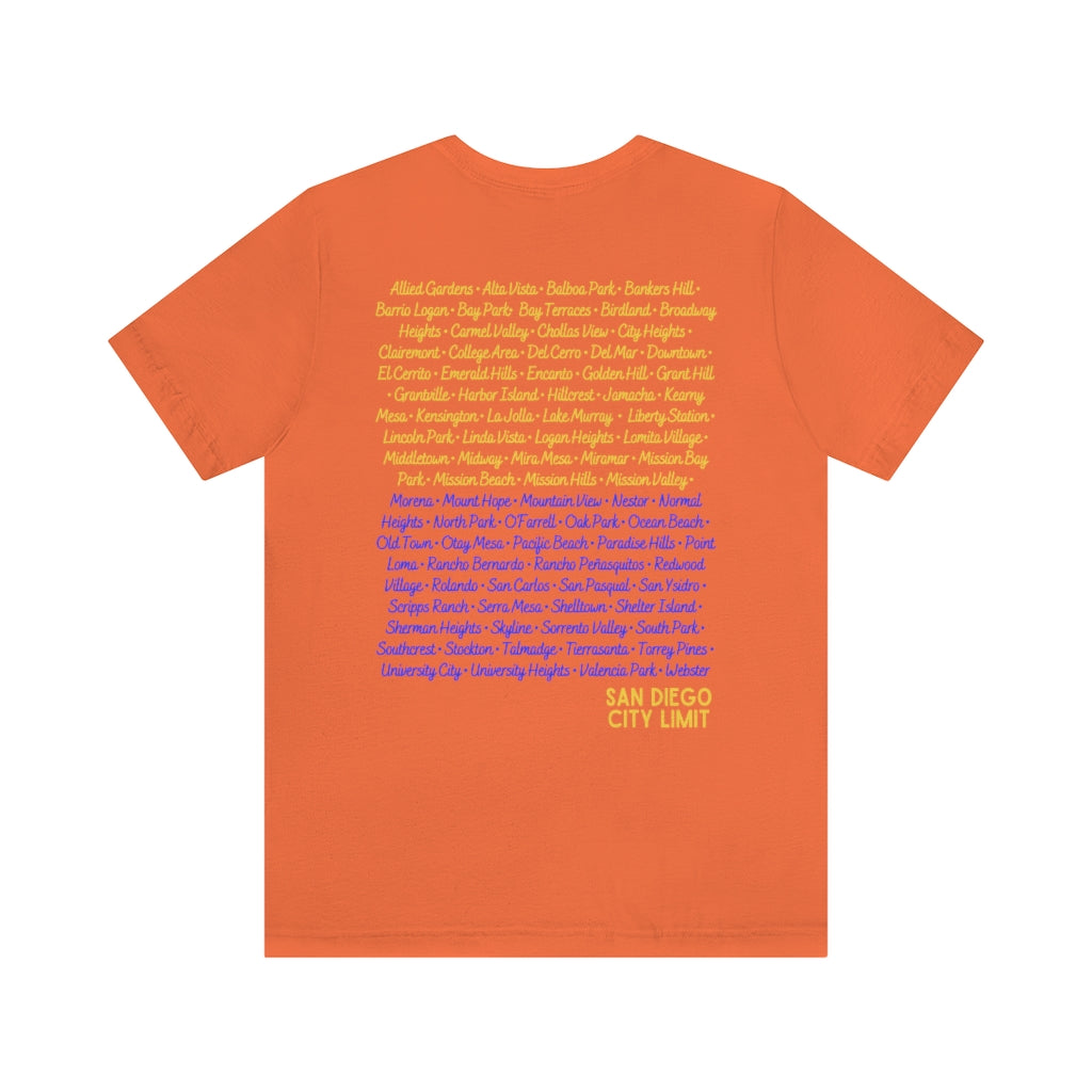 San Diego City Limit Tee | SD Areas on back (Royal Blue)