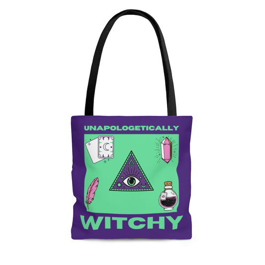 Unapologetically Witchy Purple and Green Tote Bag