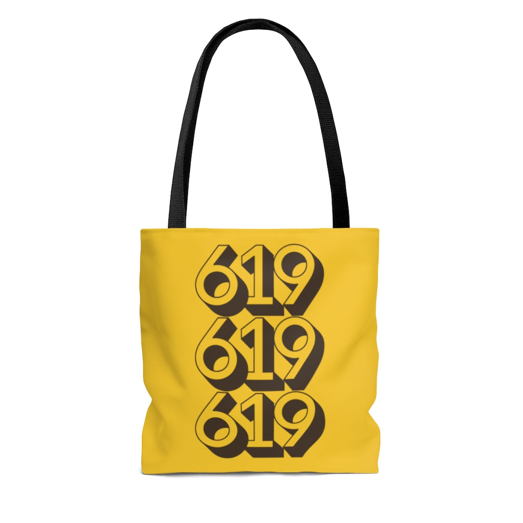 619 Tote Bag, San Diego Gold and Brown Beach Bag, SD Shopping Bag