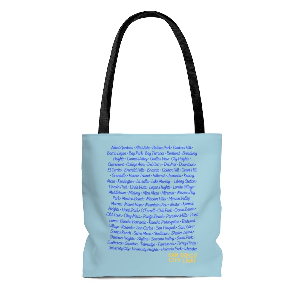 San Diego City Limit Royal Tote Bag | SD Areas (Royal Blue)