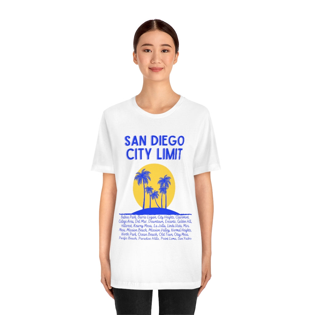 San Diego City Limit Tee | SD Areas on back (Royal Blue)