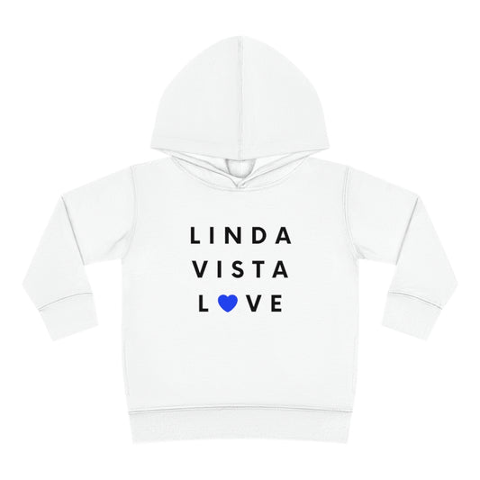 Linda Vista Love Toddler Hoodie, Kid's Pullover Fleece Hooded Sweater (Blue Heart)