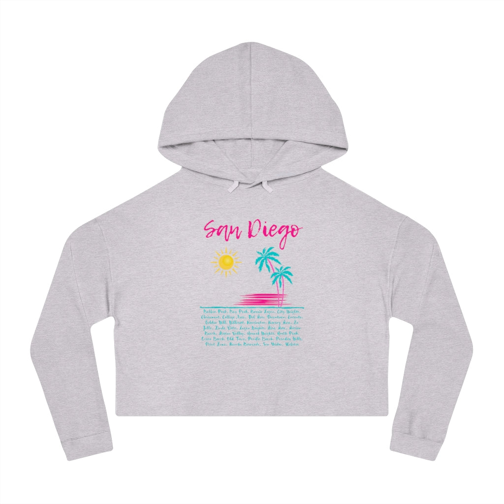 San Diego Beach Neighborhoods Cropped Hoodie (Pink)