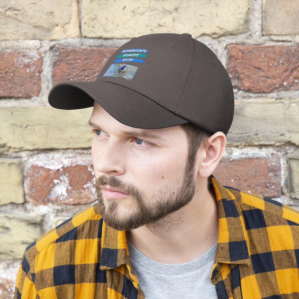 America's Finest City Twill Hat, San Diego Map Cap (Unisex) (Multiple Colors Avail)