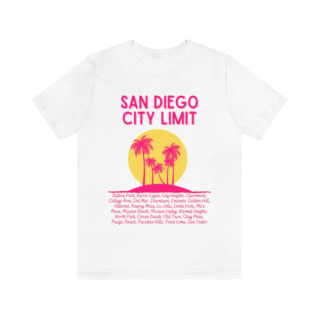 San Diego City Limit Tee | SD Areas on back (Pink)