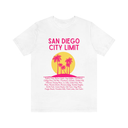 San Diego City Limit Tee | SD Areas on back (Pink)