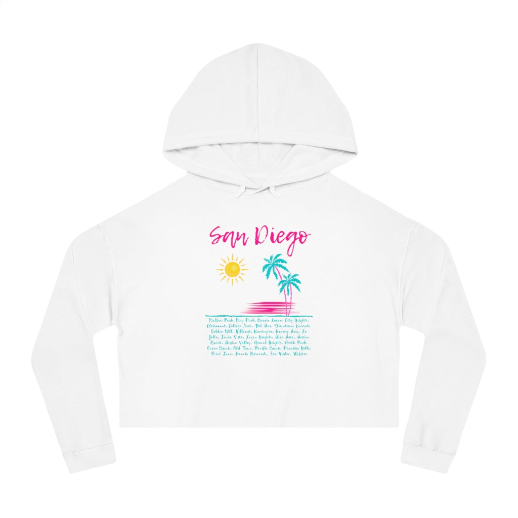 San Diego Beach Neighborhoods Cropped Hoodie (Pink)