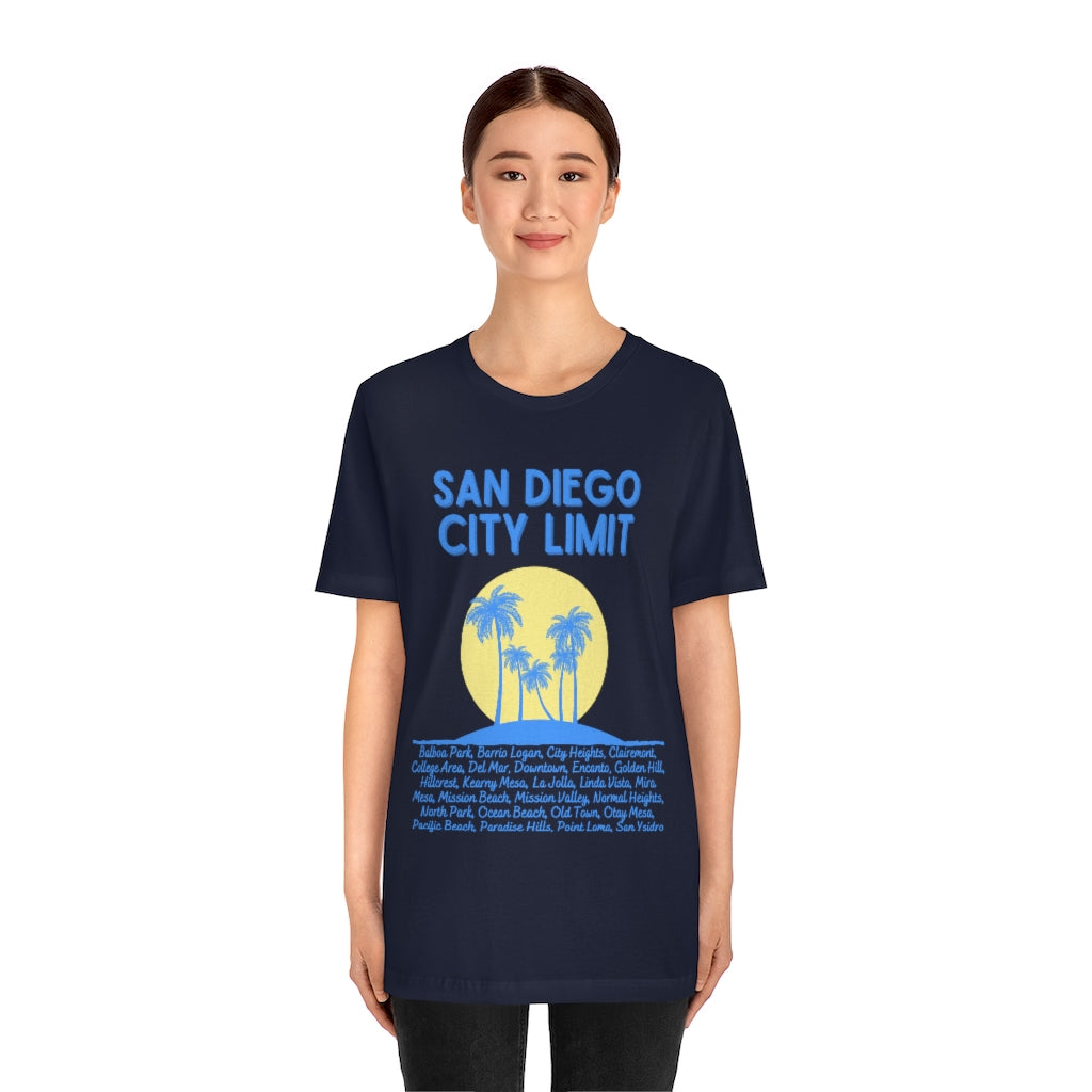 San Diego City Limit Tee | SD Areas on back (Baby Blue)
