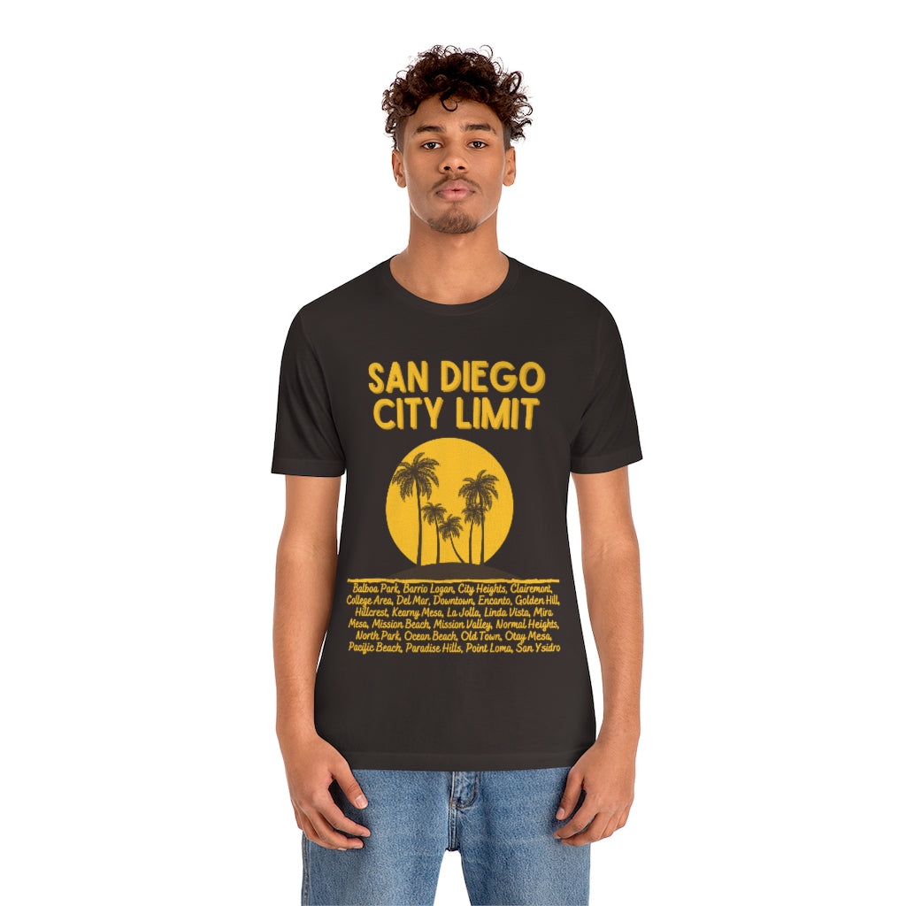 San Diego City Limit Tee | SD Areas on back (Brown)