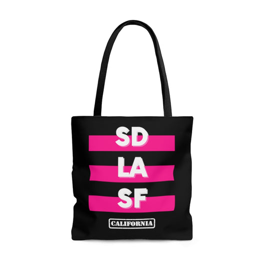 SD LA SF California Pink and Black Tote Bag