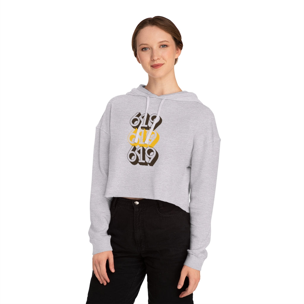 619 Cropped Women's Hoodie | San Diego Brown and Gold Sweatshirt