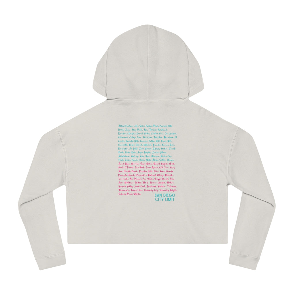 San Diego Beach Neighborhoods Cropped Hoodie (Pink)