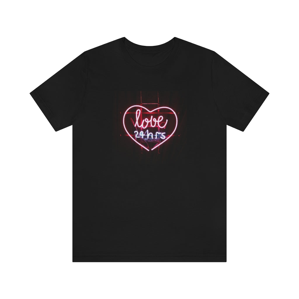 Love 24 Hrs Neon Sign T-shirt