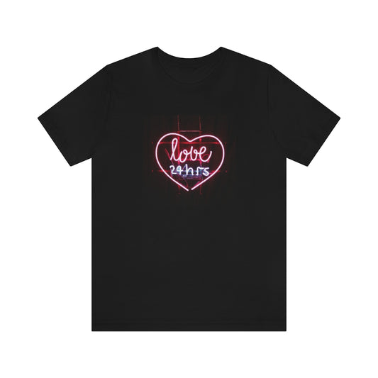 Love 24 Hrs Neon Sign T-shirt
