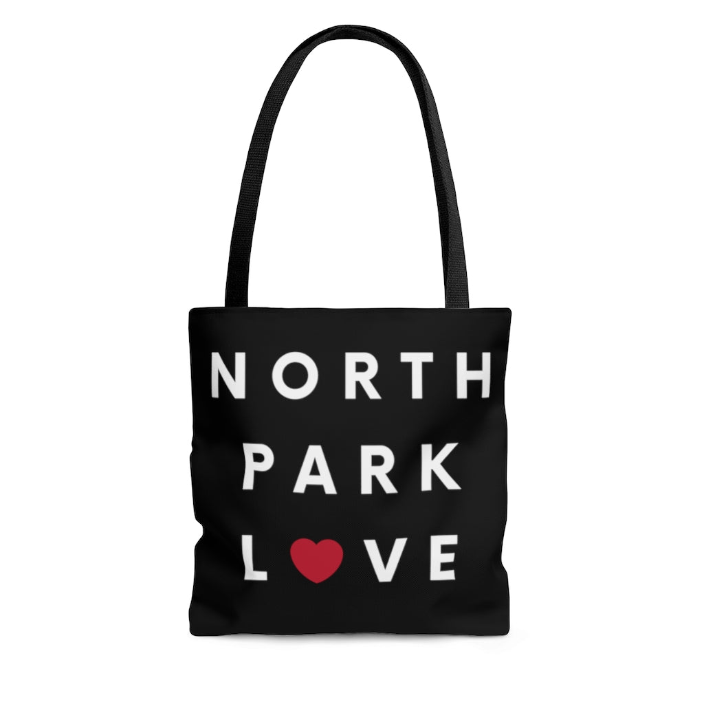 North Park Love Black Tote Bag, SD Shopping Bag, Beach Bag