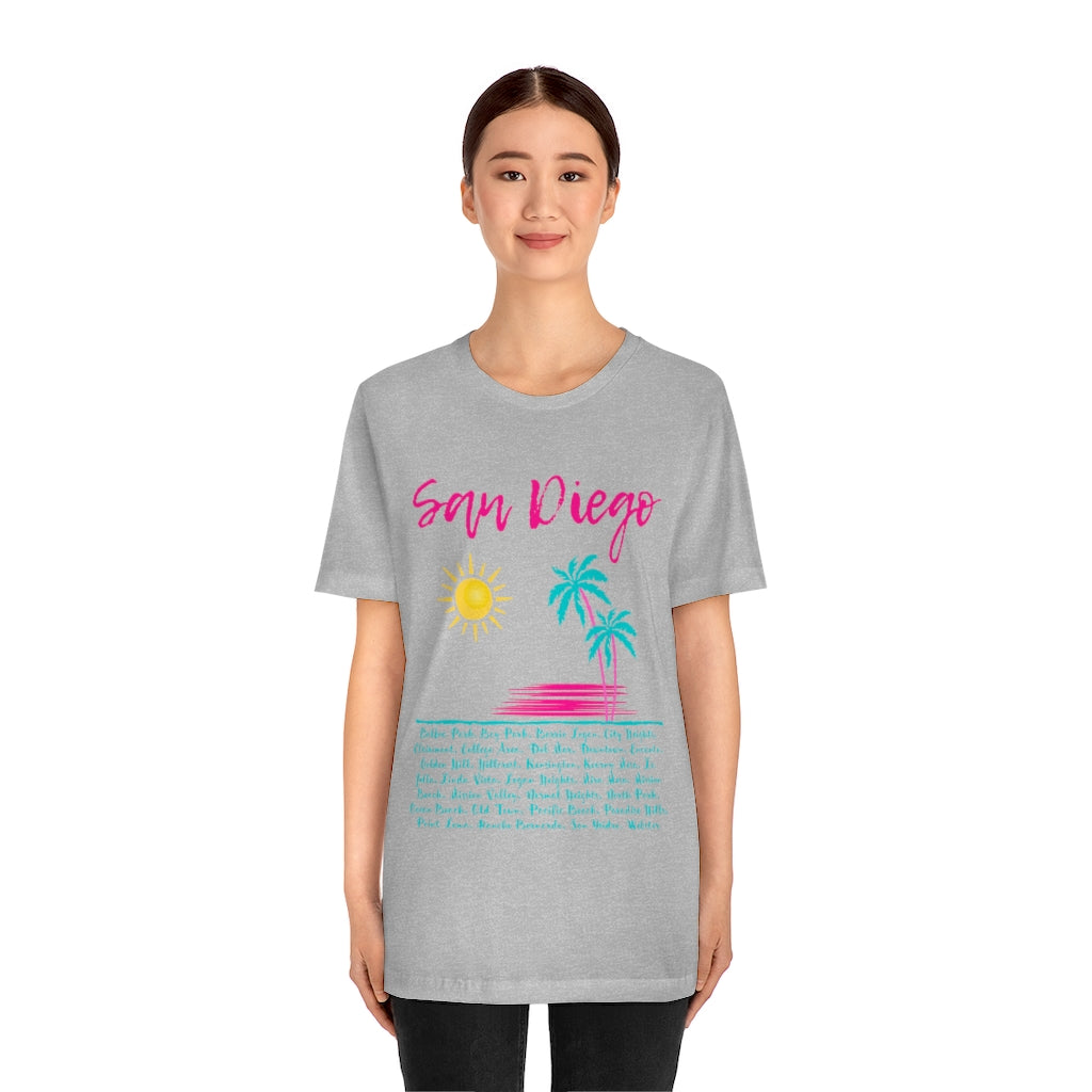 San Diego Neighborhoods Tee | SD Areas T-shirt (Pink)