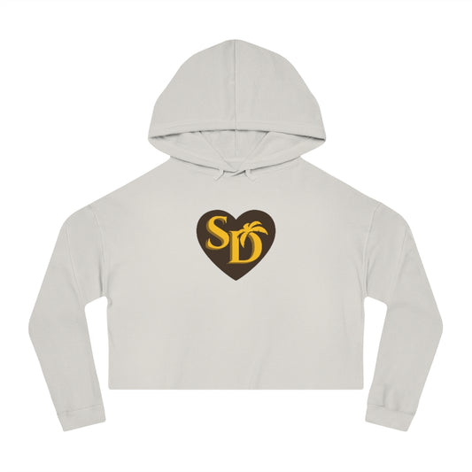 I Heart SD Brown & Gold Women's Cropped Hoodie