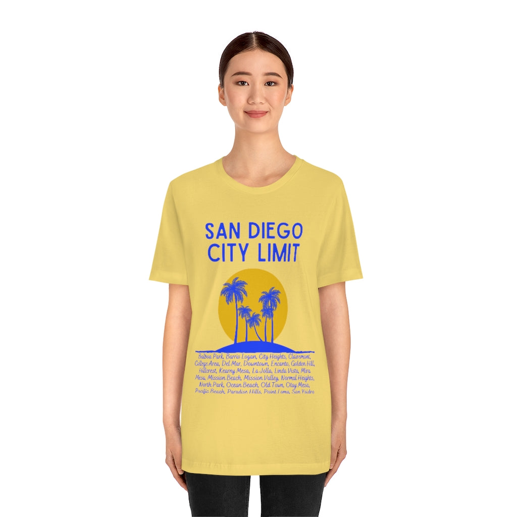 San Diego City Limit Tee | SD Areas on back (Royal Blue)