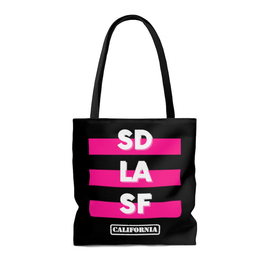 SD LA SF California Pink and Black Tote Bag