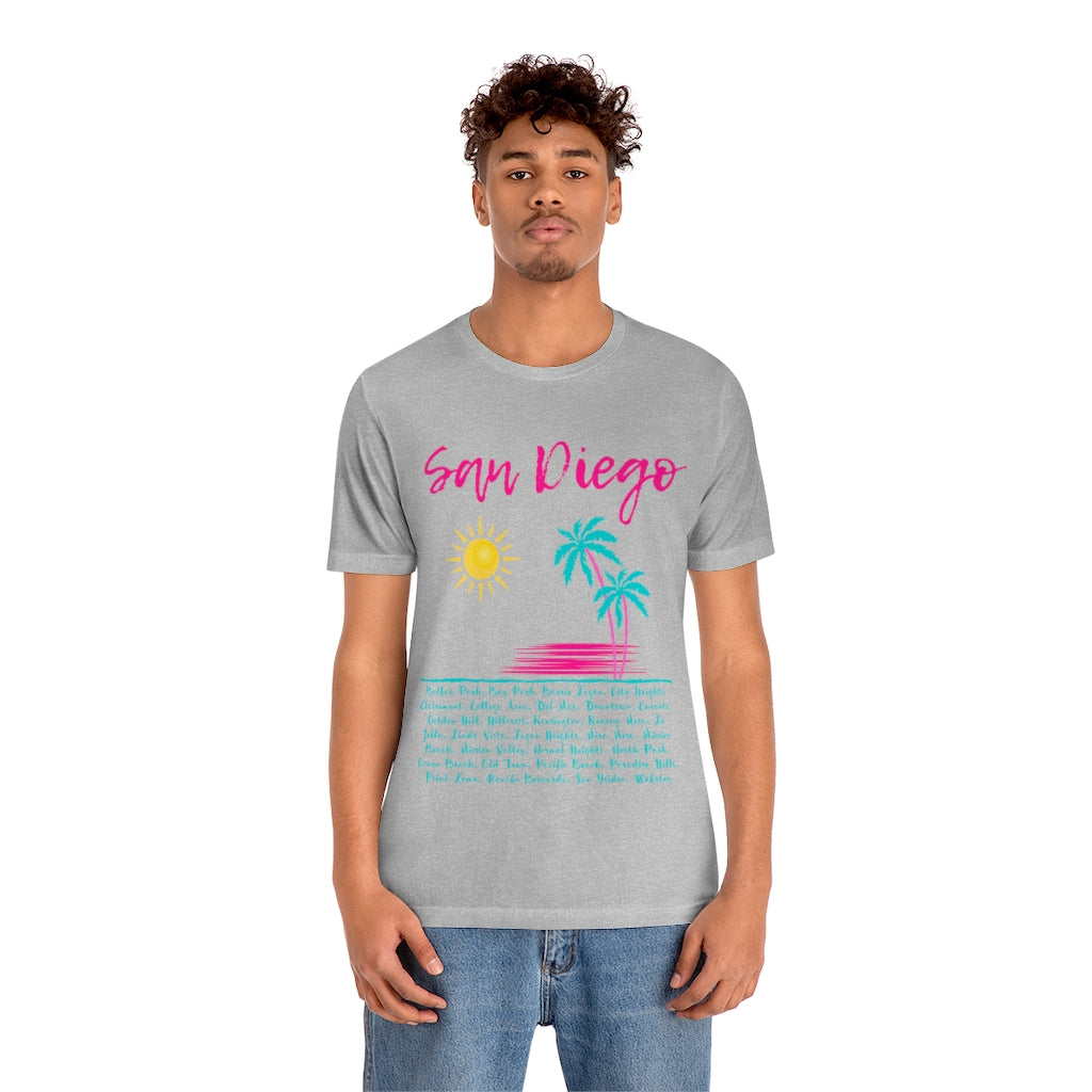 San Diego Neighborhoods Tee | SD Areas T-shirt (Pink)