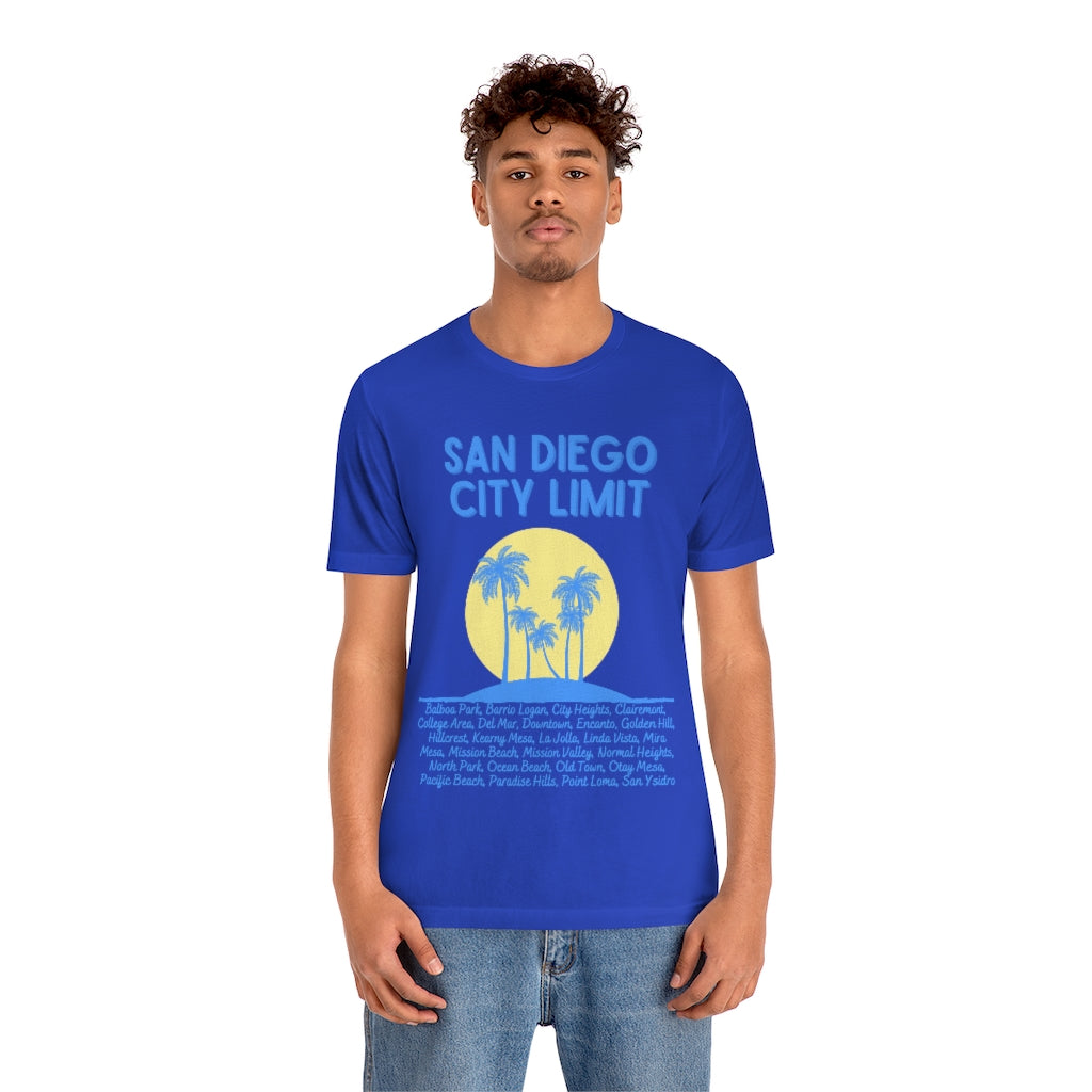 San Diego City Limit Tee | SD Areas on back (Baby Blue)