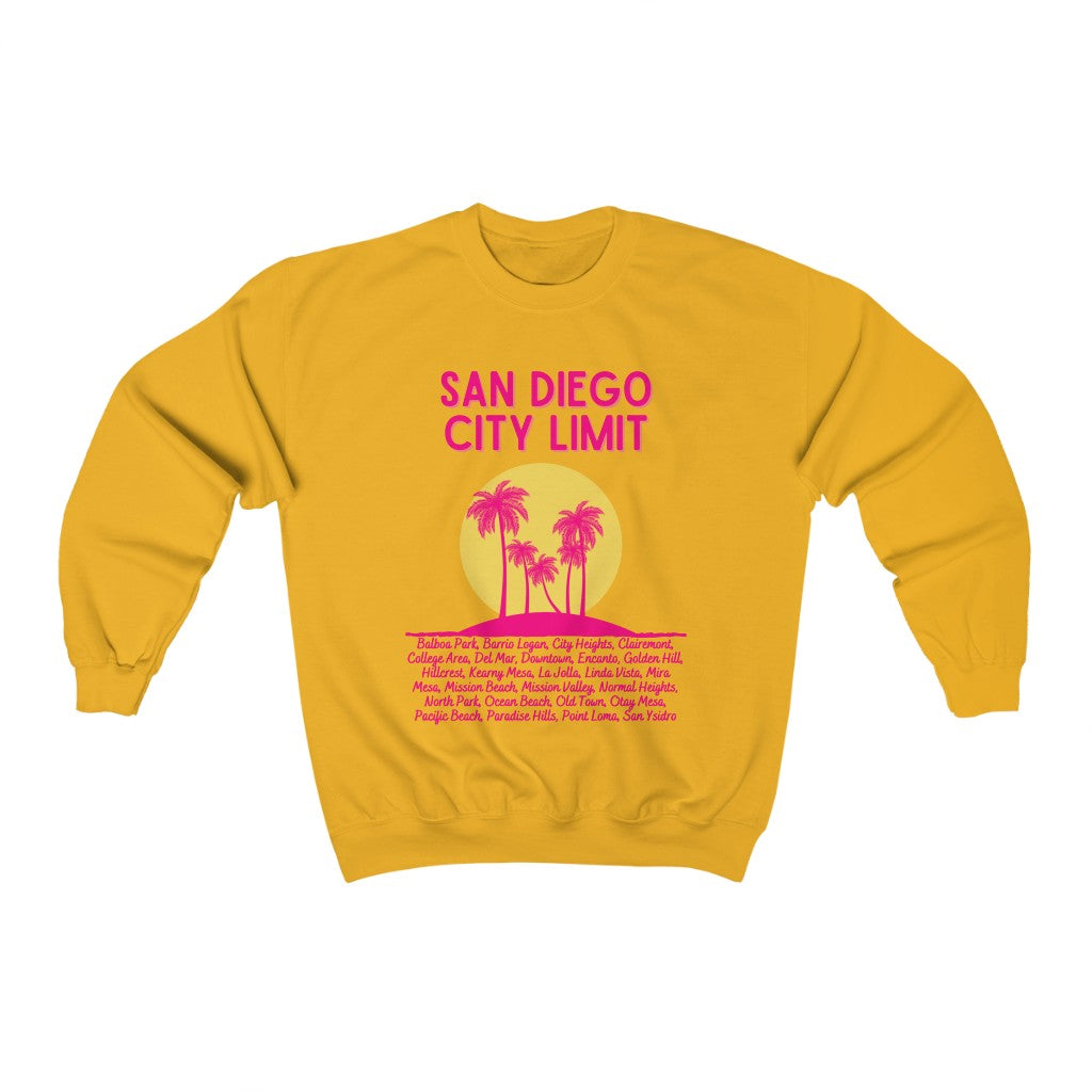 San Diego City Limit Sweatshirt | SD Areas on back (Pink)