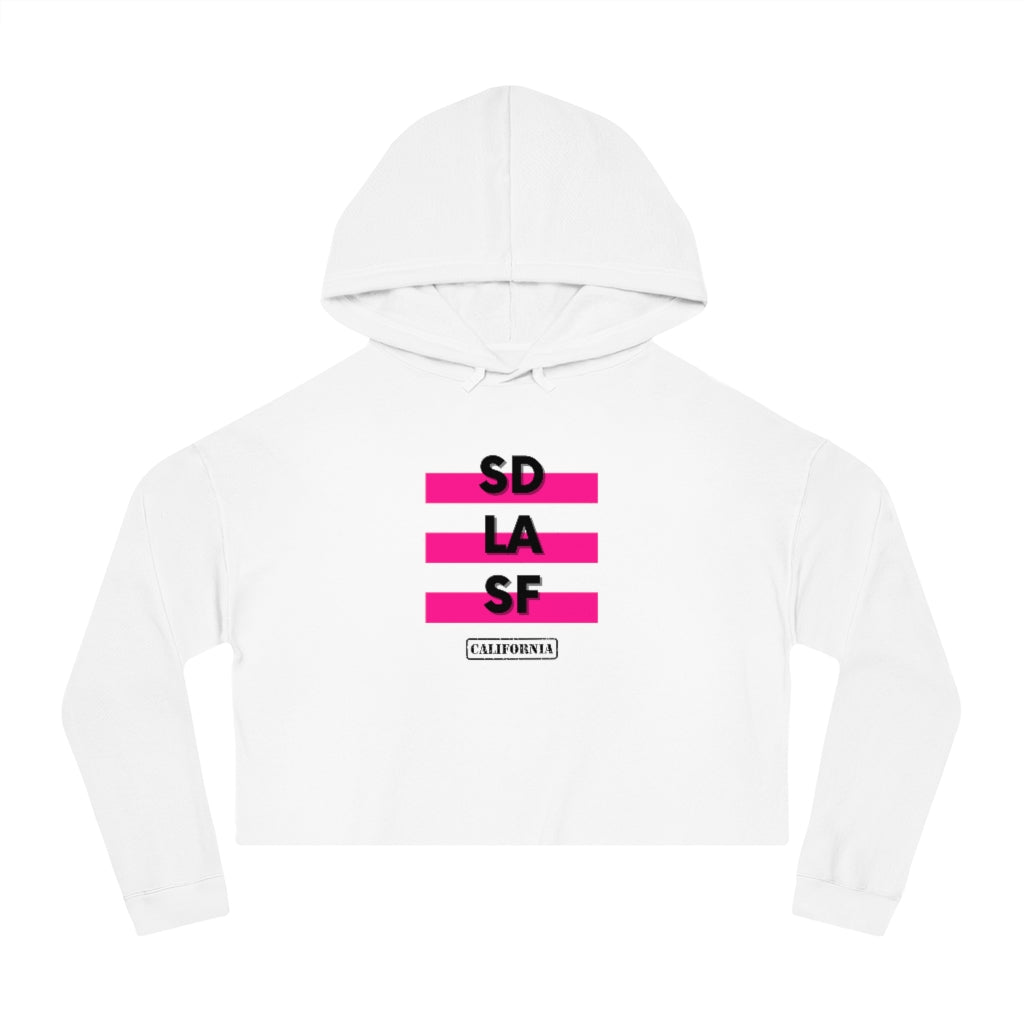 SD LA SF California Cropped Women's Hoodie (Pink)