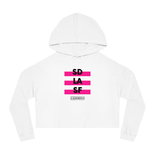 SD LA SF California Cropped Women's Hoodie (Pink)
