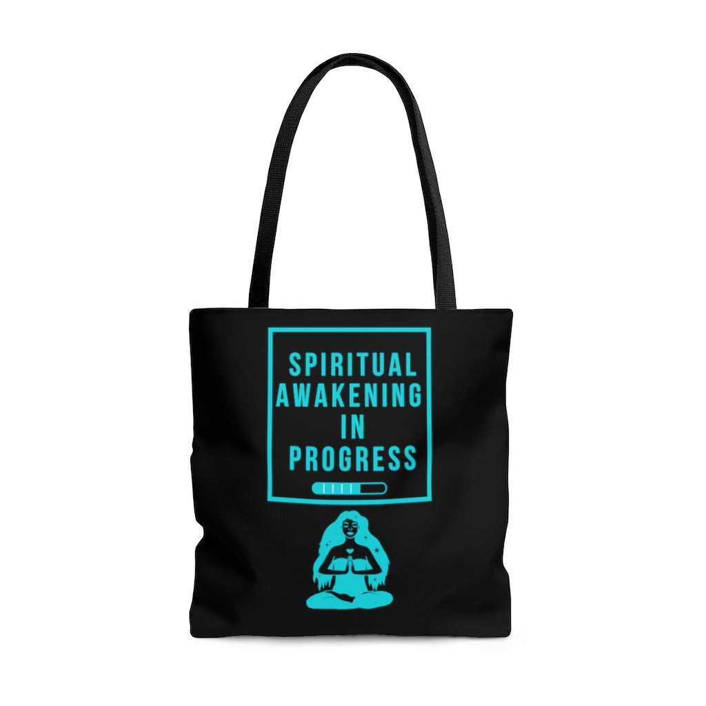 Spiritual Awakening Teal and Black Tote Bag