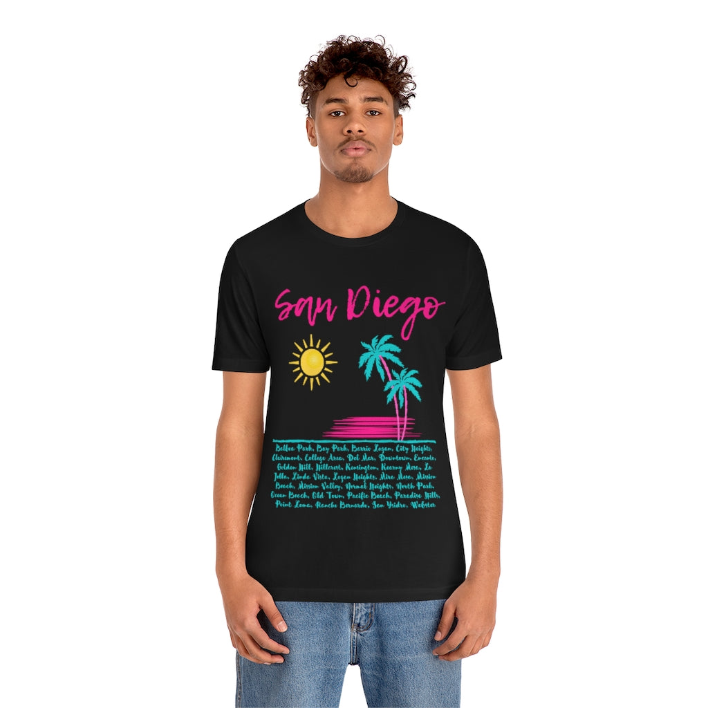 San Diego Neighborhoods Tee | SD Areas T-shirt (Pink)