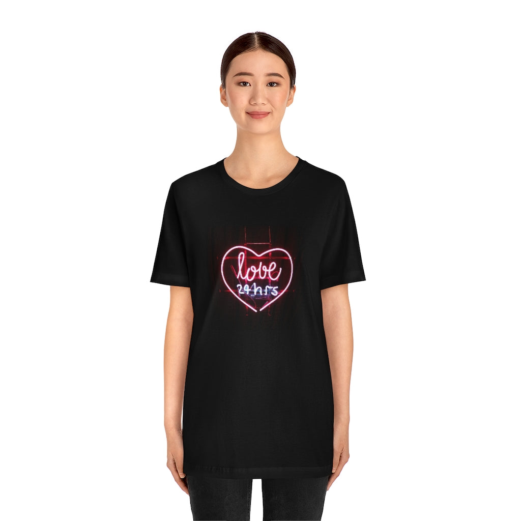 Love 24 Hrs Neon Sign T-shirt