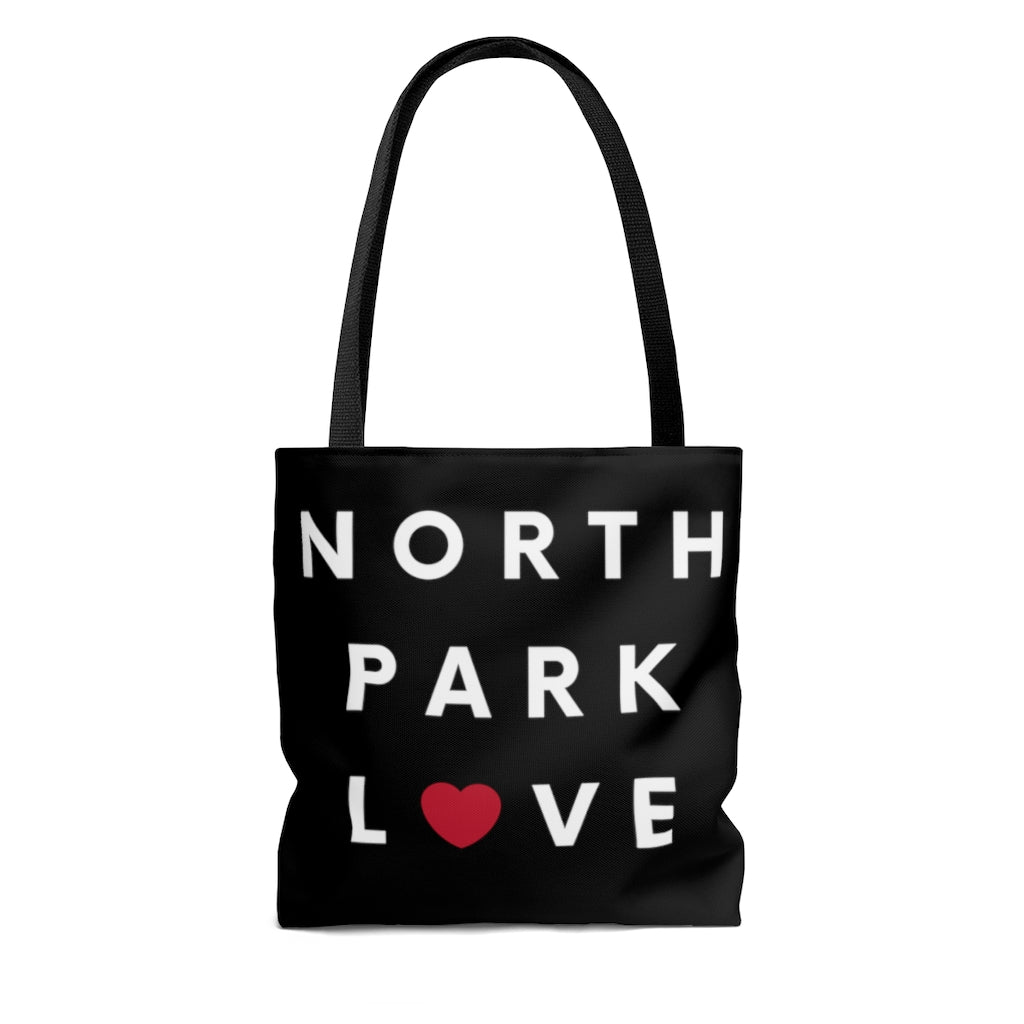 North Park Love Black Tote Bag, SD Shopping Bag, Beach Bag