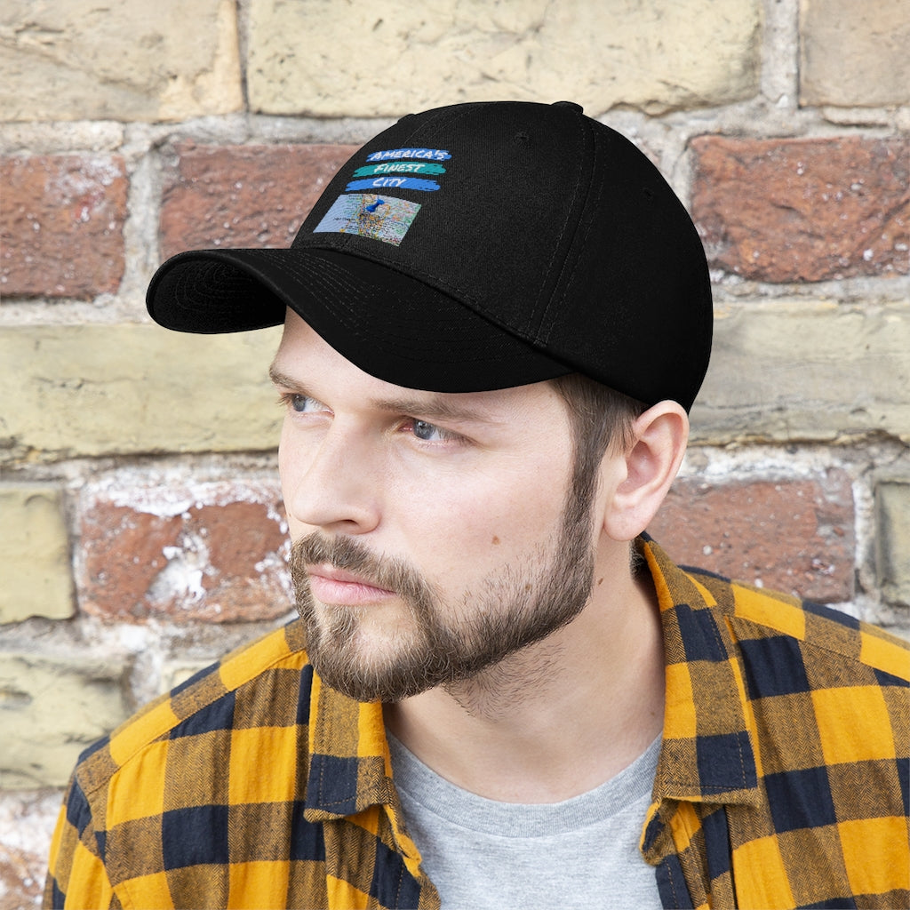 America's Finest City Twill Hat, San Diego Map Cap (Unisex) (Multiple Colors Avail)