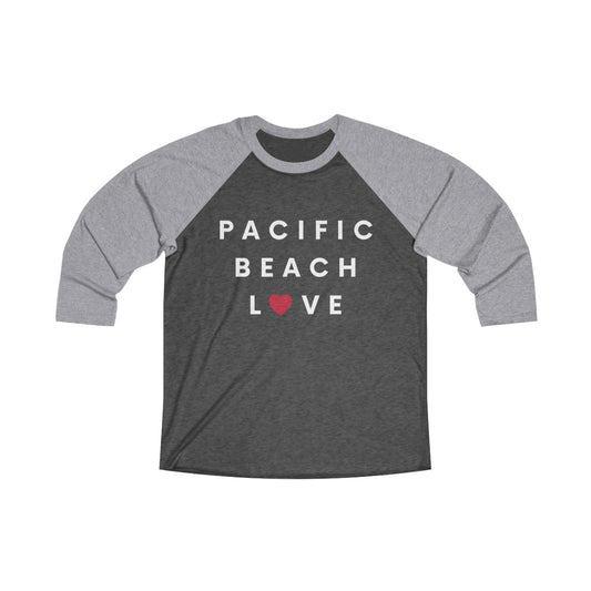 Pacific Beach Love Long Sleeve Baseball Tee, San Diego Neighborhood T-shirt (Unisex) (Multiple Colors Avail)