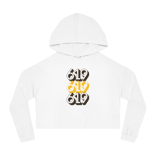 619 Cropped Women's Hoodie | San Diego Brown and Gold Sweatshirt