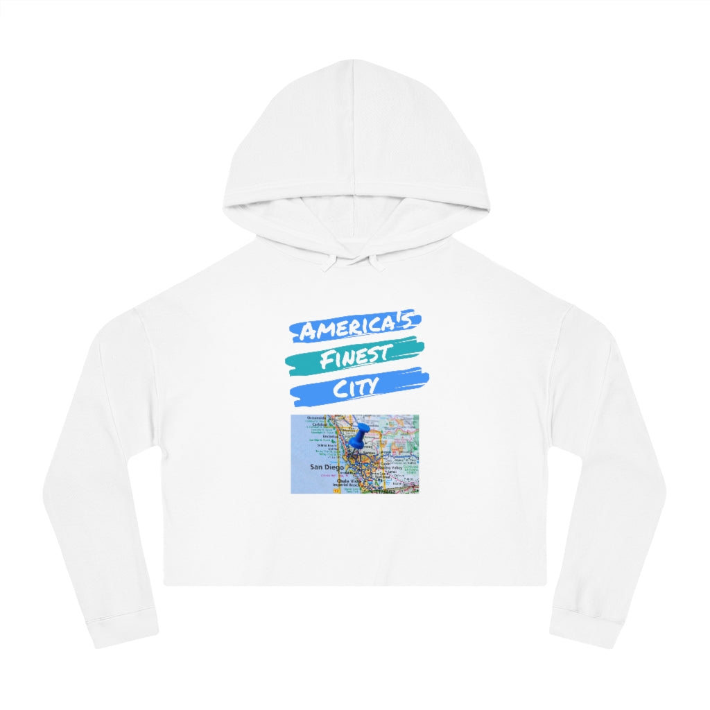 America's Finest City Women's Cropped Hoodie (Blue)