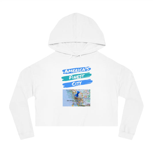 America's Finest City Women's Cropped Hoodie (Blue)