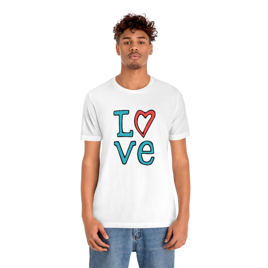 LOVE T-shirt (Red and Teal)