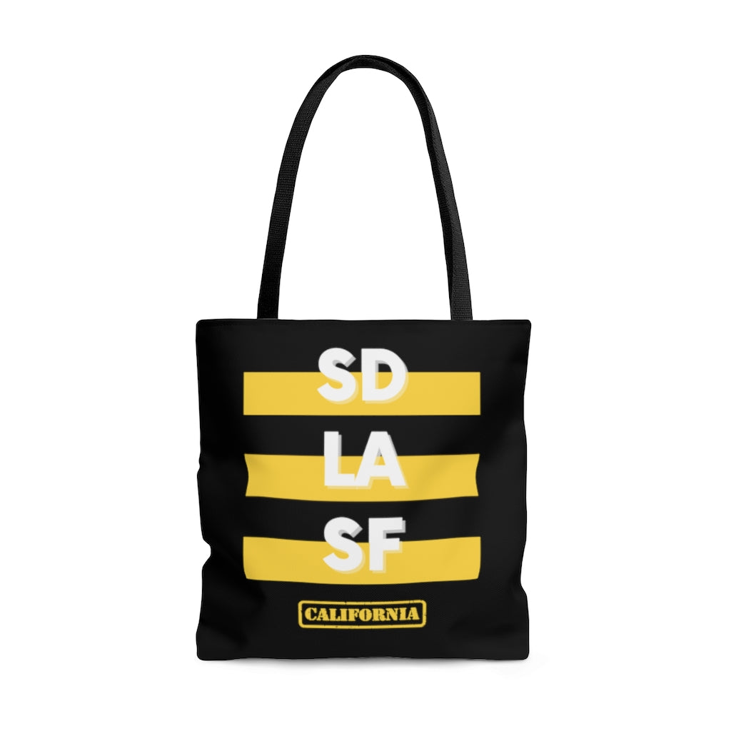 SD LA SF California Yellow and Black Tote Bag