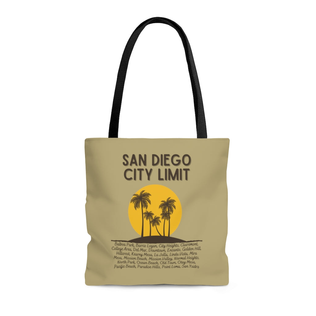 San Diego City Limit Sand and Brown Tote Bag | SD Areas