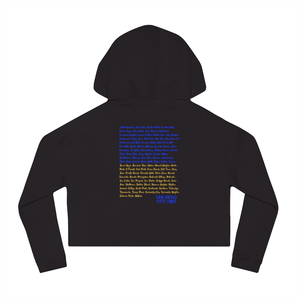 San Diego Beach Neighborhoods Cropped Hoodie (Blue)