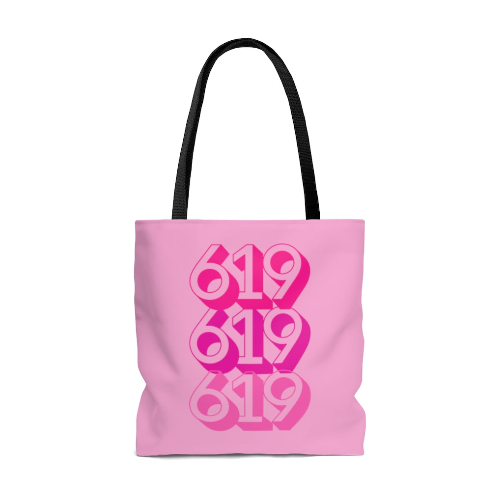 619 Tote Bag | Pink San Diego Area Code Bag