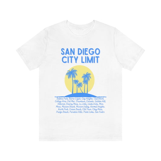 San Diego City Limit Tee | SD Areas on back (Baby Blue)