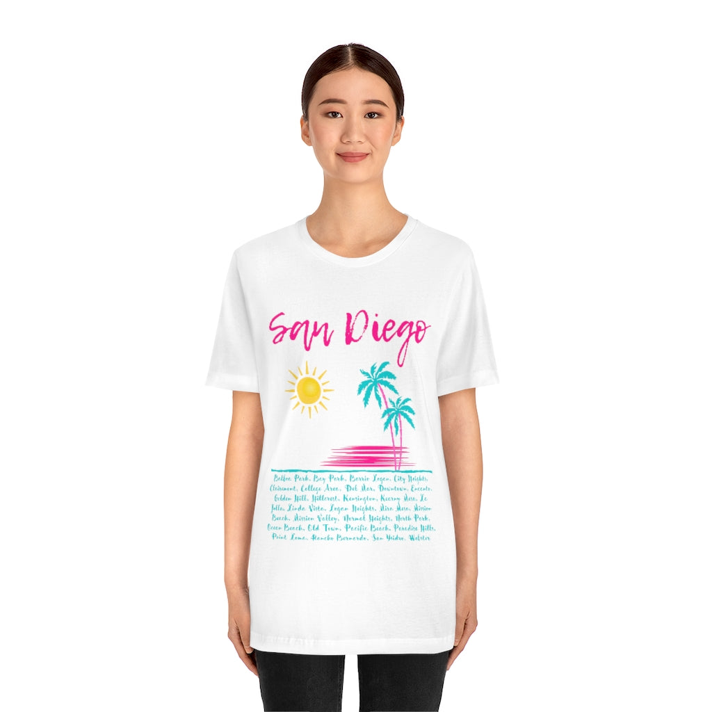 San Diego Neighborhoods Tee | SD Areas T-shirt (Pink)