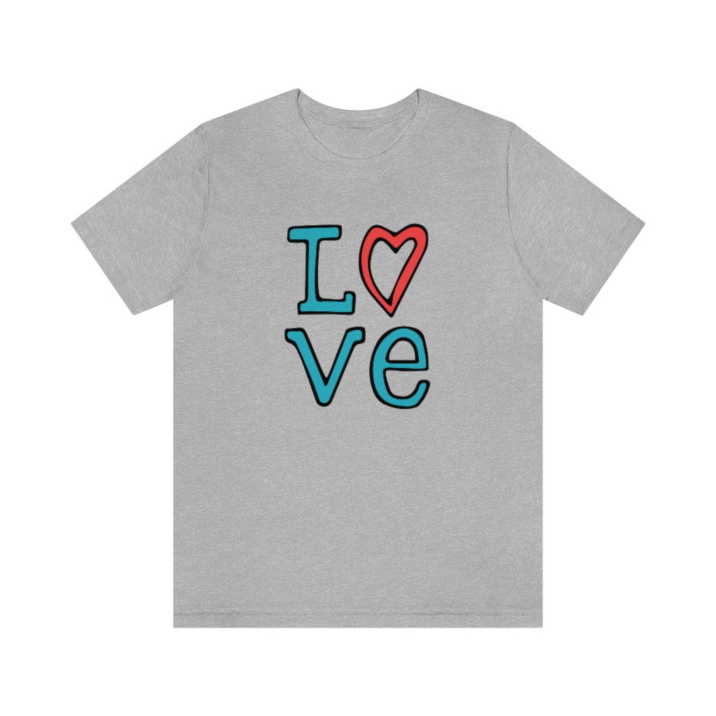 LOVE T-shirt (Red and Teal)