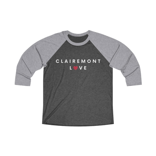 Clairemont Love Long Sleeve Baseball Tee, San Diego Neighborhood 3/4 Sleeve T-Shirt (Unisex) (Multiple Colors Avail)