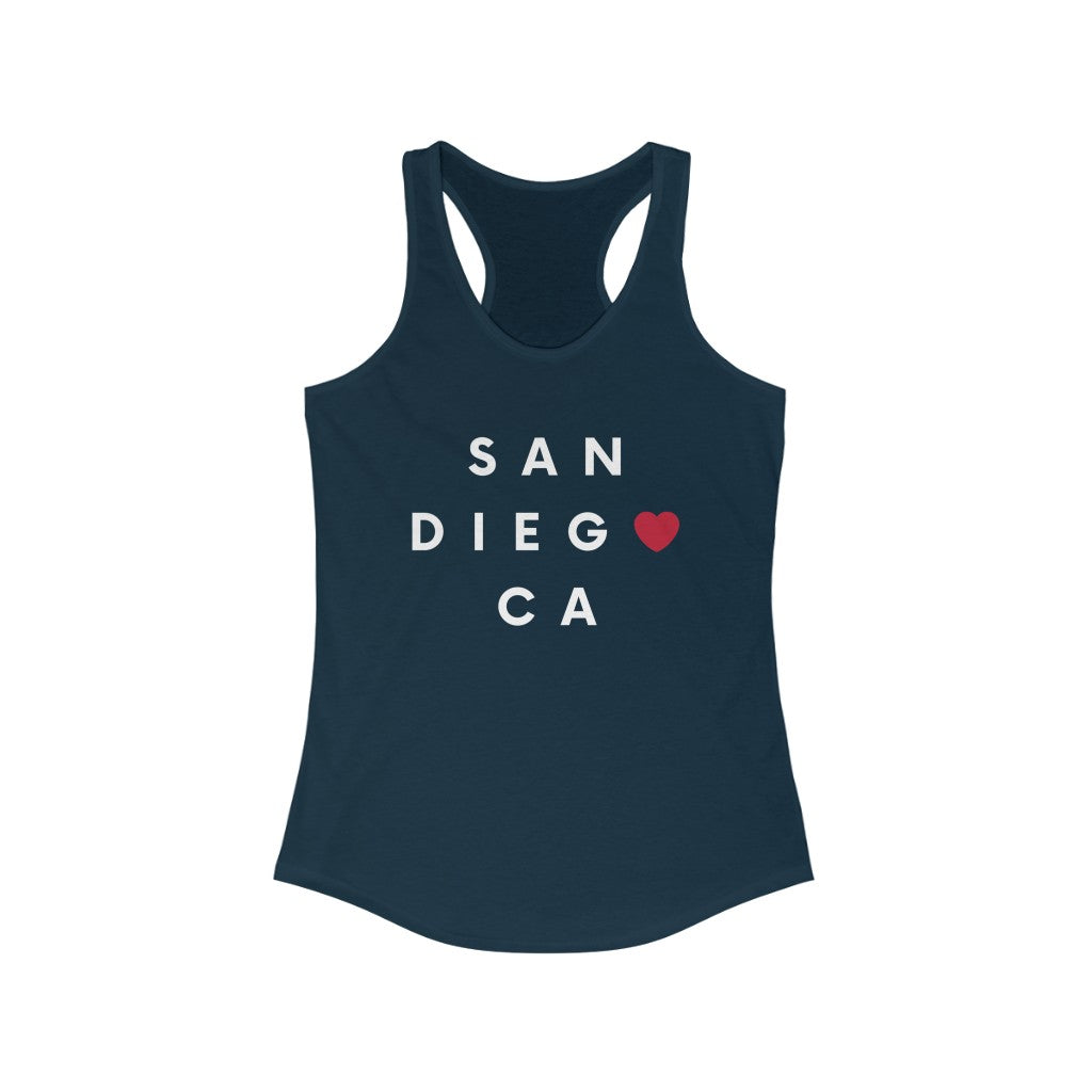 San Diego CA Women's Racerback Tank Top, SD Sleeveless T-Shirt (Multiple Colors Avail)